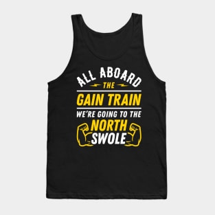 All Aboard The Gain Train We're Going To The North Swole Biceps Flex (Funny Christmas Gym Pun) Tank Top